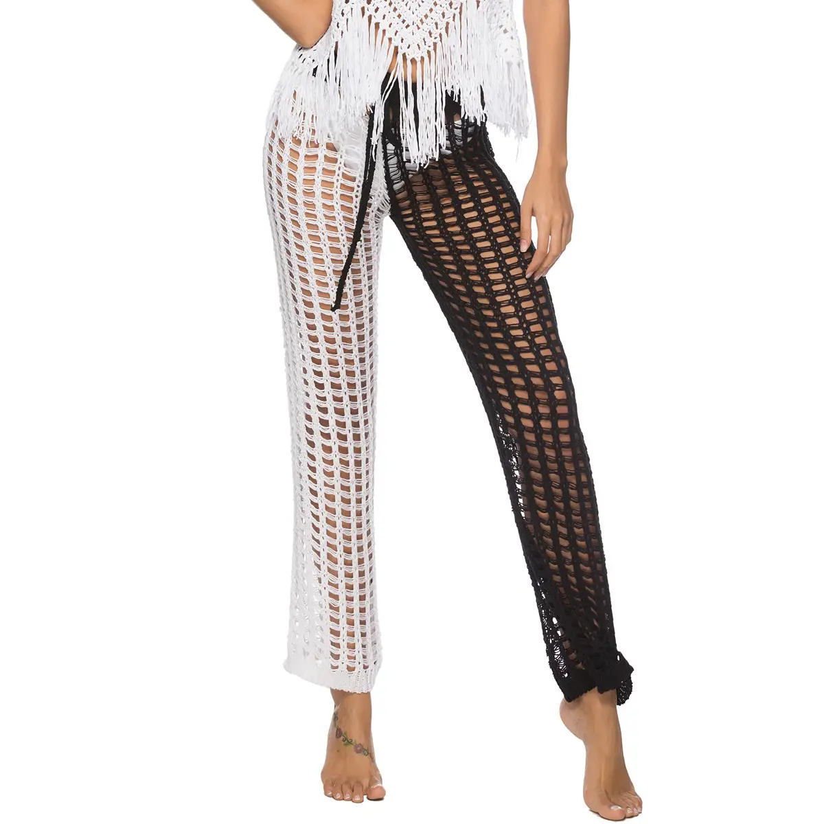 Hollow Two-Color Nightwear Pants for Women