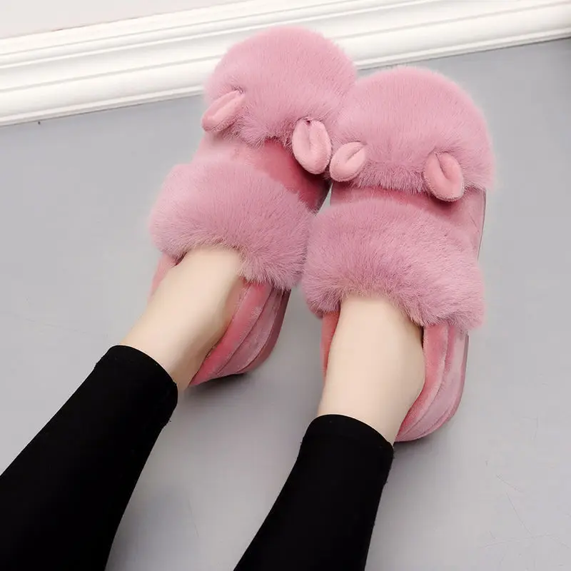 Winter Korean version of cotton slippers women plus velvet warm non-slip home indoor and outdoor Moon shoes Mao Mao shoes multicolor wholesale - Image 5