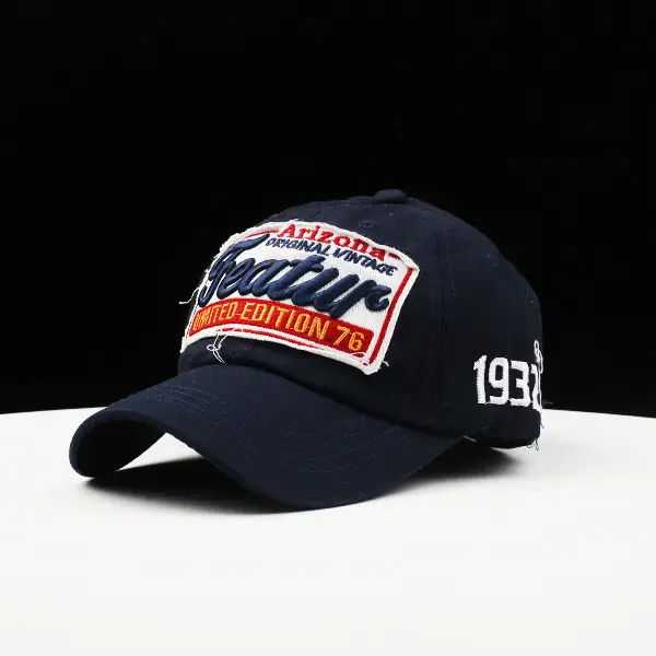 Men's Navy Blue Retro Embroidered Baseball Cap — feature 6