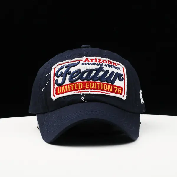 Men's Navy Blue Retro Embroidered Baseball Cap — feature 7