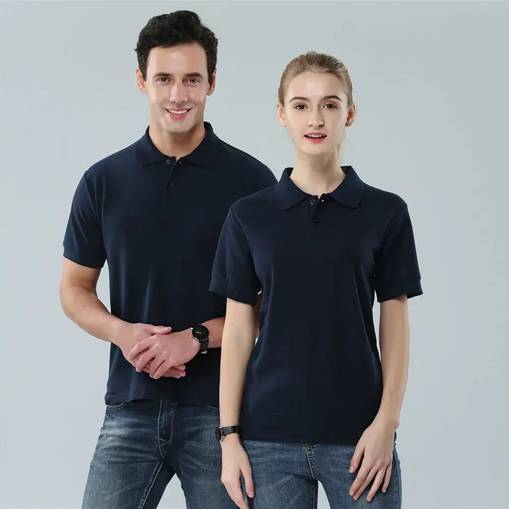 Men Women Yellow Polo Shirt Short Sleeve Cotton - Image 3