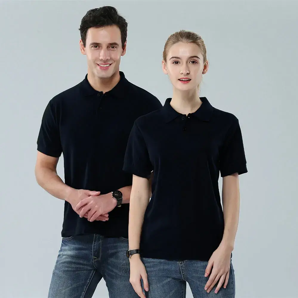 Men Women Yellow Polo Shirt Short Sleeve Cotton - Image 4