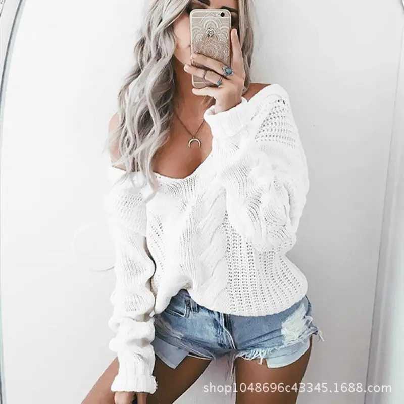 Women's White Knit Twist Sweater V Neck 2025 - Image 7