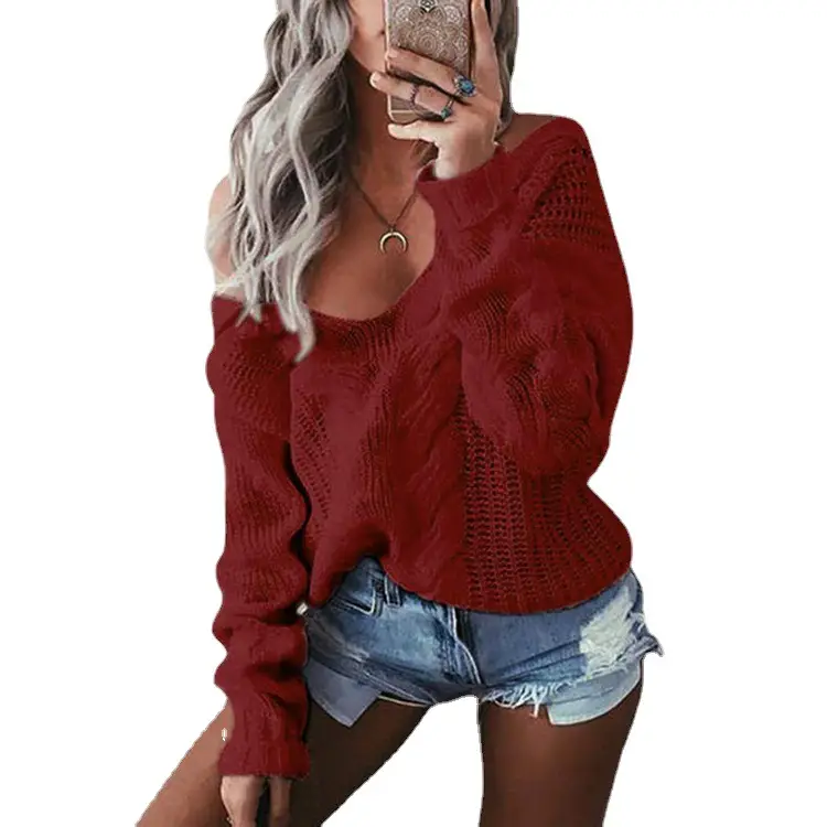 Women's White Knit Twist Sweater V Neck 2025 - Image 9