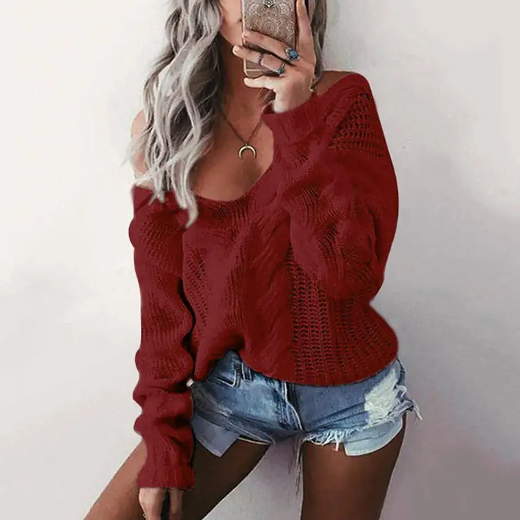 Women's White Knit Twist Sweater V Neck 2025 - Image 4