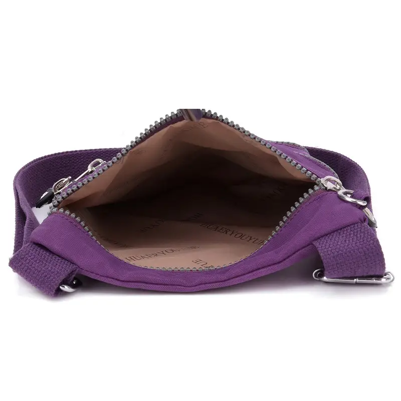 Purple Nylon Shoulder Bag with 2 Zip Pockets - Image 14