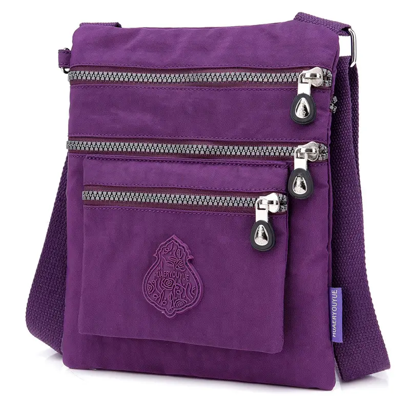 Purple Nylon Shoulder Bag with 2 Zip Pockets - Image 15