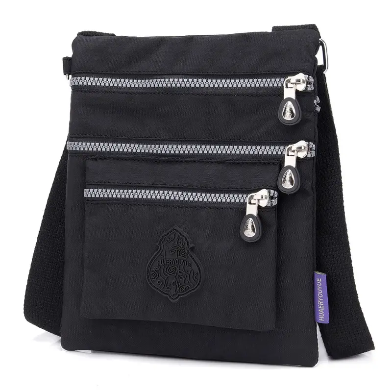 Purple Nylon Shoulder Bag with 2 Zip Pockets - Image 2