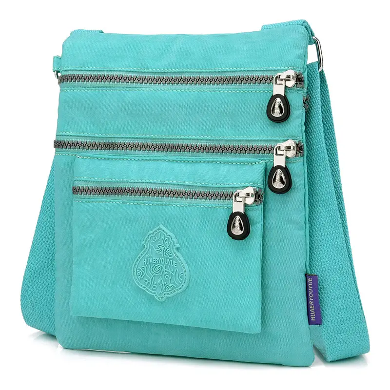 Purple Nylon Shoulder Bag with 2 Zip Pockets - Image 3