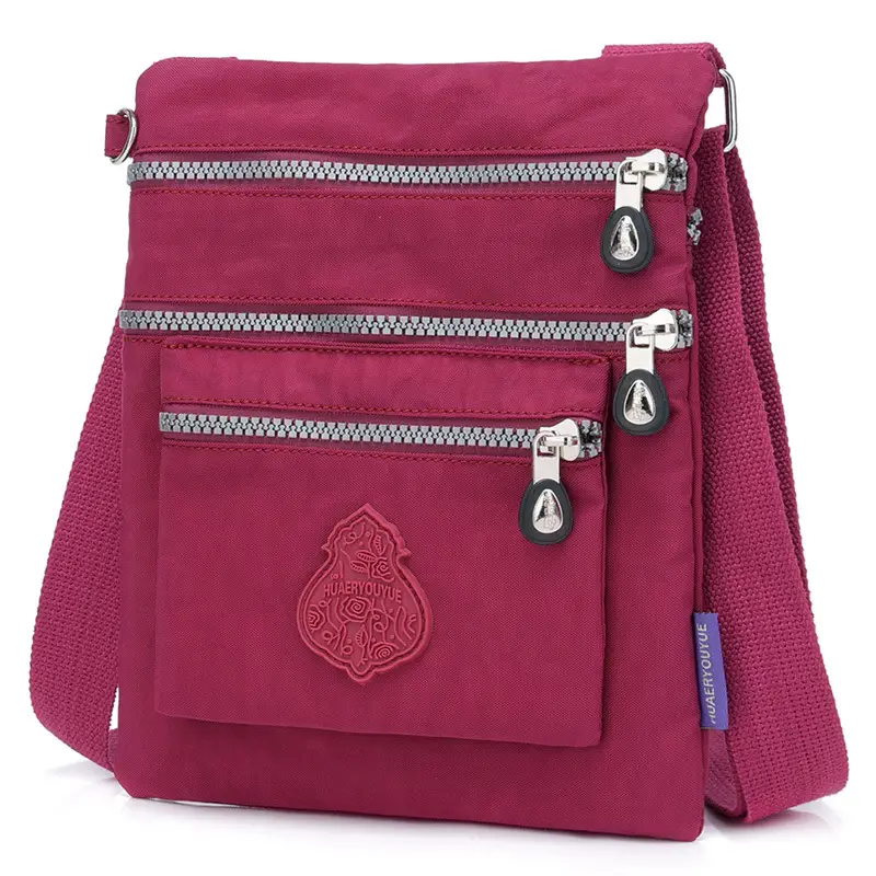 Purple Nylon Shoulder Bag with 2 Zip Pockets - Image 5