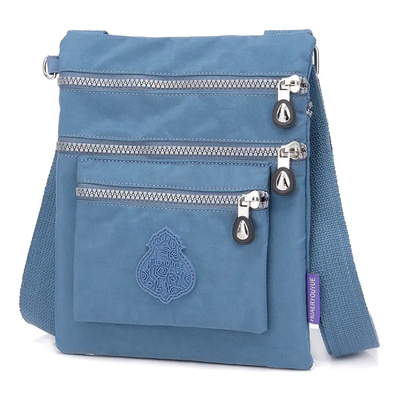 Purple Nylon Shoulder Bag with 2 Zip Pockets - Image 6