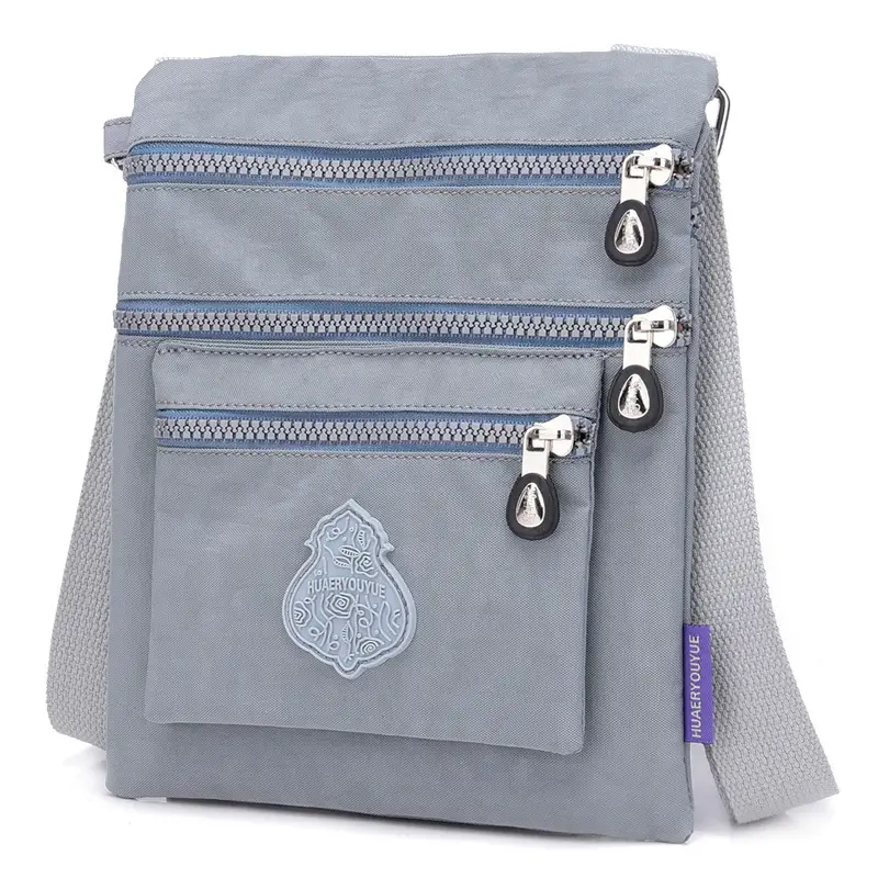 Purple Nylon Shoulder Bag with 2 Zip Pockets - Image 7