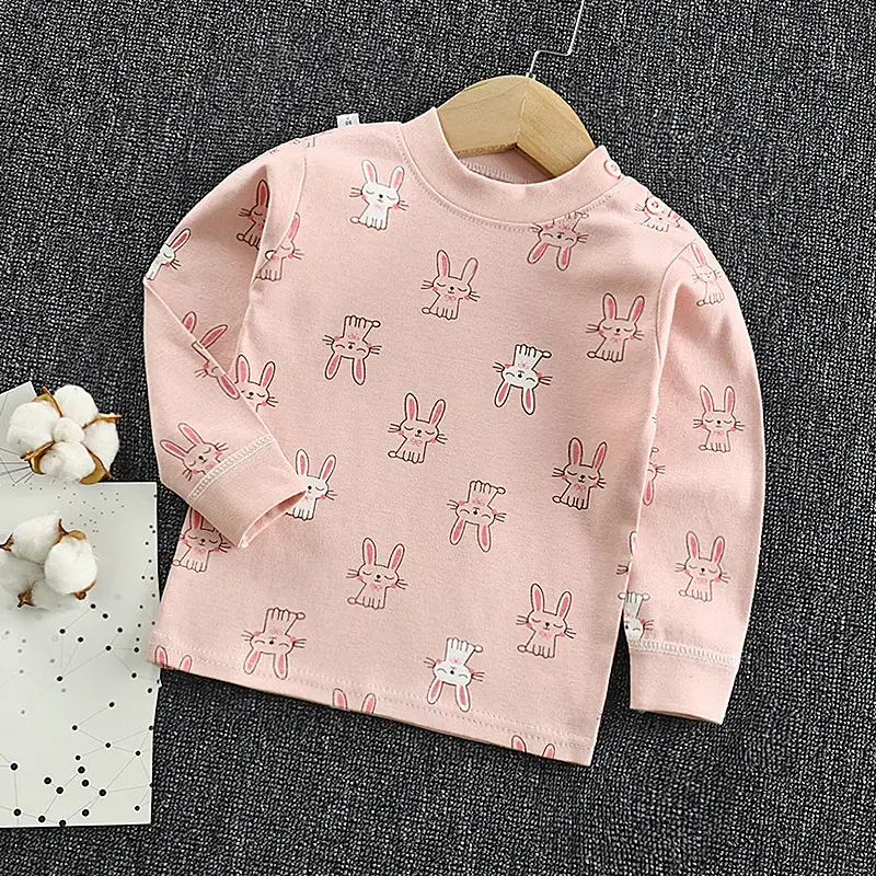 Pink Rabbit Print Long Sleeve Baby T-Shirt for Boys Girls - Image 4
