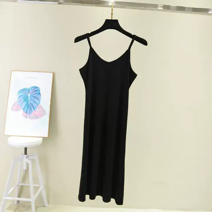 Women Cotton V-Neck Long Skirt Dress Plus Size — feature 12