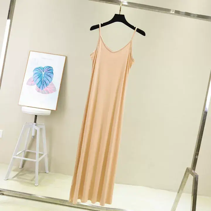Women Cotton V-Neck Long Skirt Dress Plus Size — feature 15