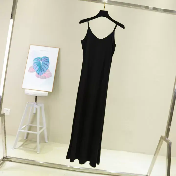 Women Cotton V-Neck Long Skirt Dress Plus Size — feature 17