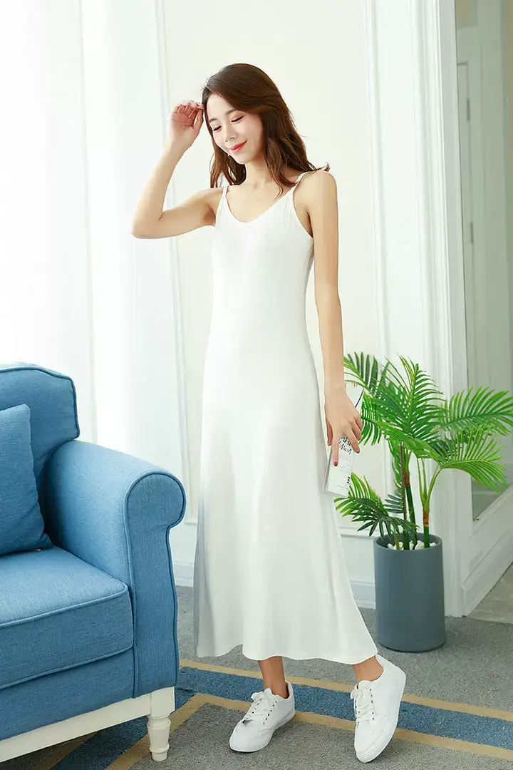 Women Cotton V-Neck Long Skirt Dress Plus Size — feature 25