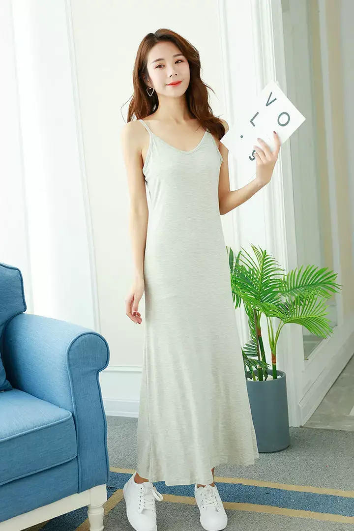 Women Cotton V-Neck Long Skirt Dress Plus Size — feature 27