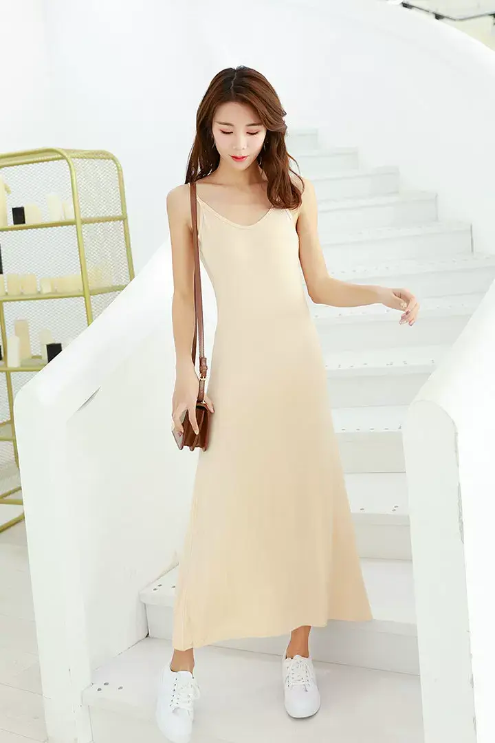 Women Cotton V-Neck Long Skirt Dress Plus Size — feature 31