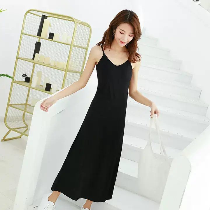 Women Cotton V-Neck Long Skirt Dress Plus Size — feature 33