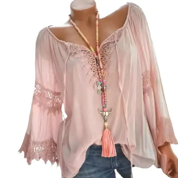 2024 Summer One-Shoulder Linen Lace Shirt Olive Green