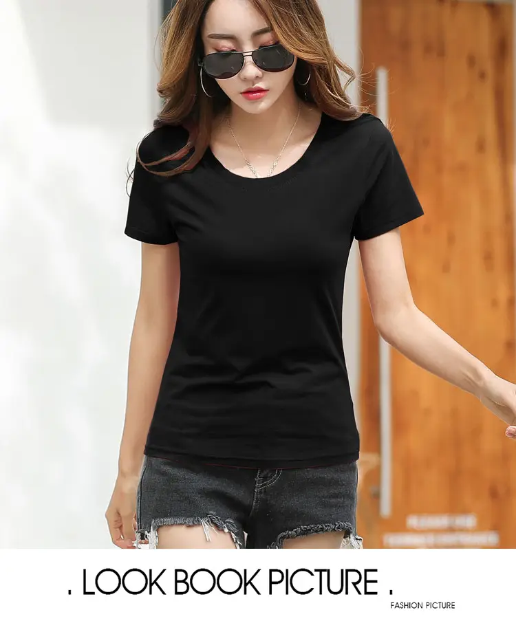 Women Cotton V Neck T-Shirt Blue Slim Fit — feature 54