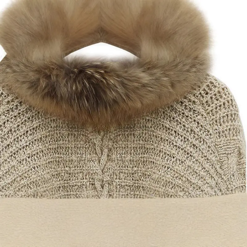Women Knitted Fur Collar Sweater Jacket with Bat Sleeve - Image 4