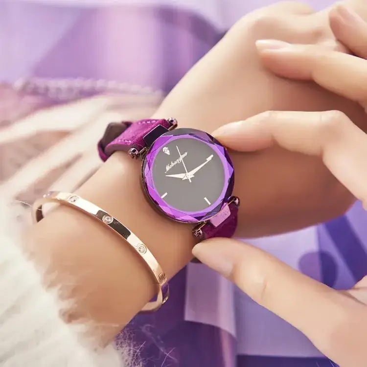 Purple Women's Quartz Watch with Sand Suede Strap - Image 5