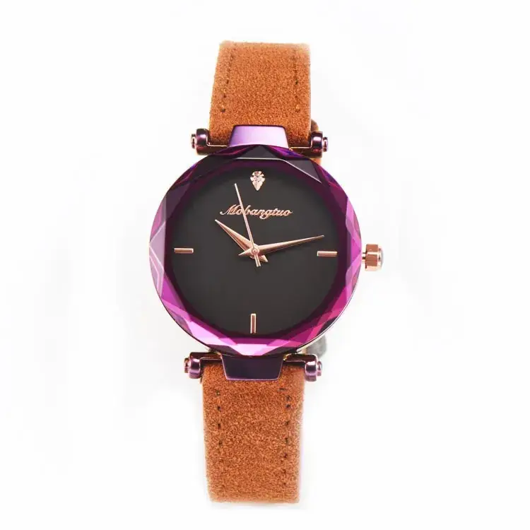 Purple Women's Quartz Watch with Sand Suede Strap - Image 2