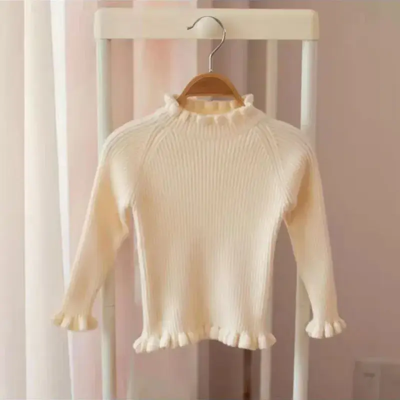 Orange Ruffled Cotton Pullover for Girls - Image 2