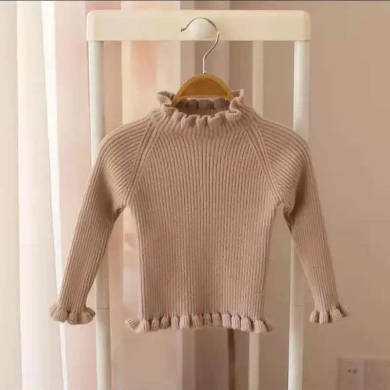 Orange Ruffled Cotton Pullover for Girls - Image 3