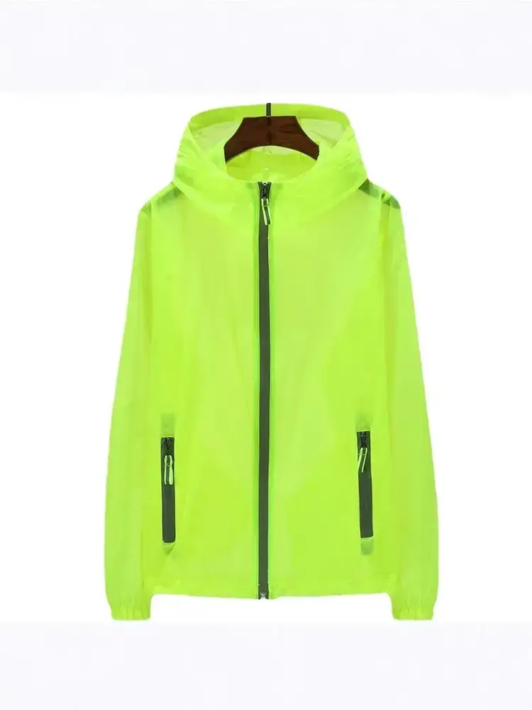 Men Orange Reflective Zipper Hoodie Large - Image 3