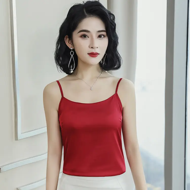 Women Ice Silk Long Vest with Red Slim Bottom - Image 7