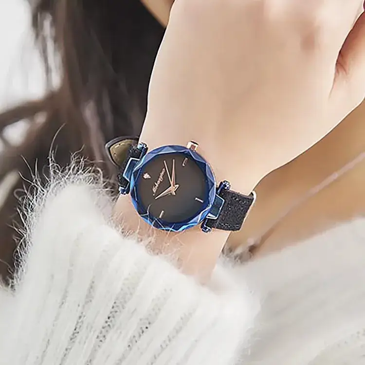 Women's Blue Shell Watch with Red Sand Belt
