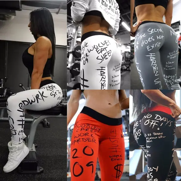 European American Wish Letter Yoga Fitness Leggings Women — feature 9