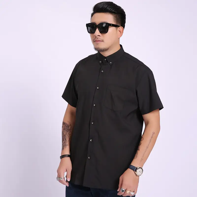 Men Maroon Short Sleeve Business Casual Shirt Large - Image 7