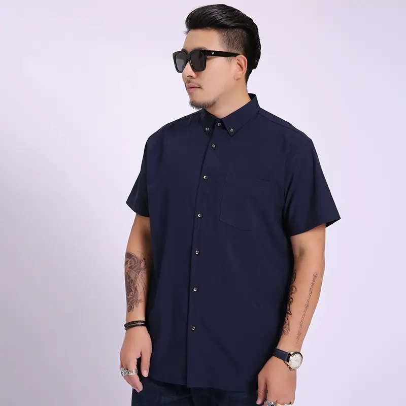 Men Maroon Short Sleeve Business Casual Shirt Large - Image 9