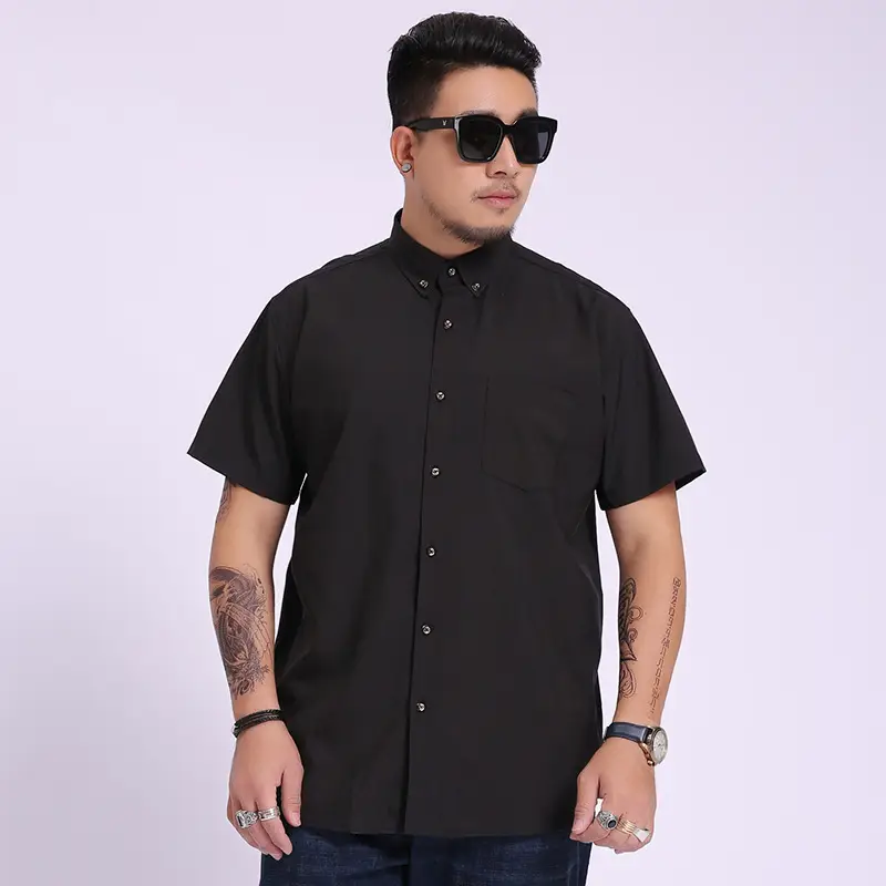 Men Maroon Short Sleeve Business Casual Shirt Large - Image 2