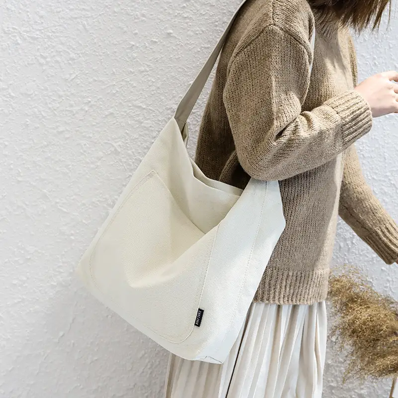 Women's Large White Shoulder Bag with Long Strap - Image 5
