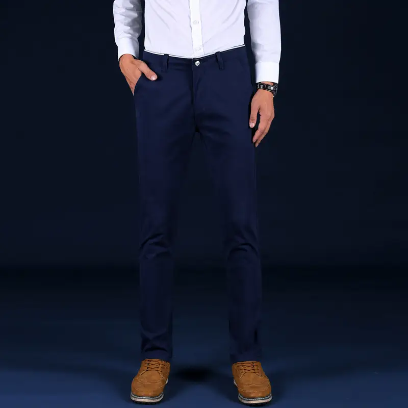 Men Slim Straight Stretch Tan Korean Style Pants - Image 5
