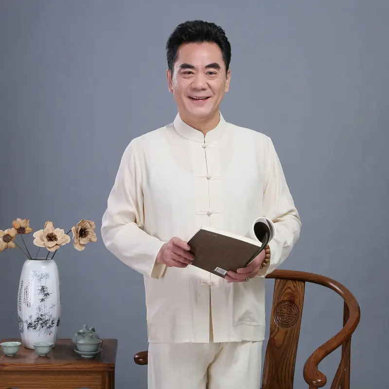 Men Linen Ethnic Suit Black Medium - Image 7