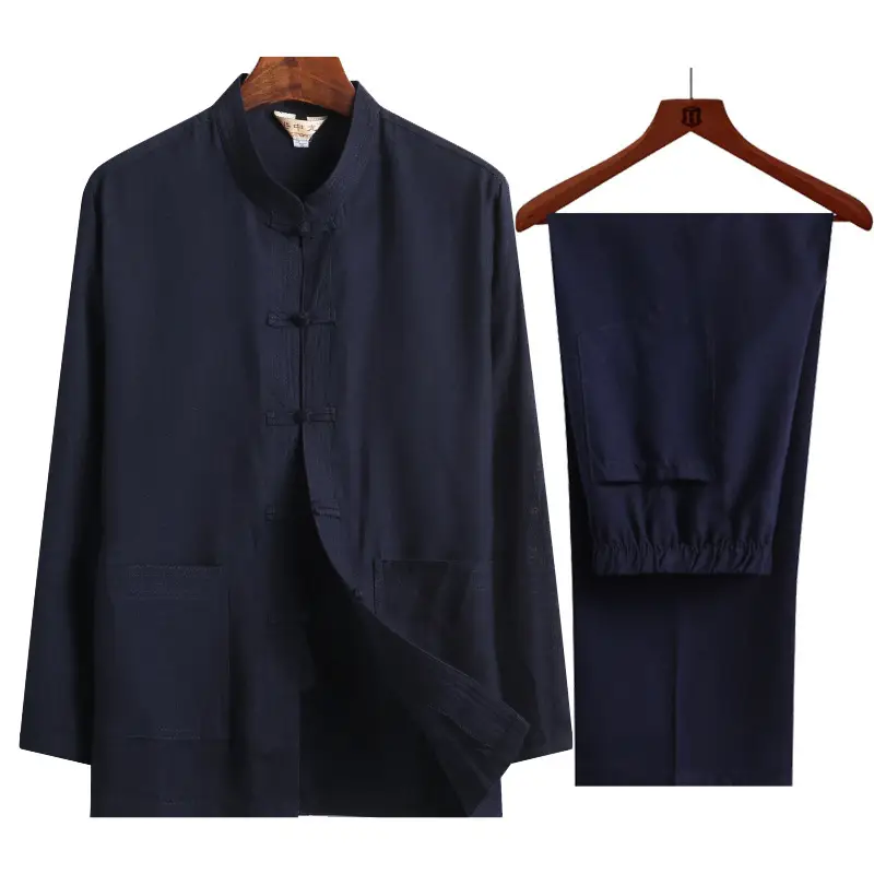 Men Linen Ethnic Suit Black Medium - Image 9
