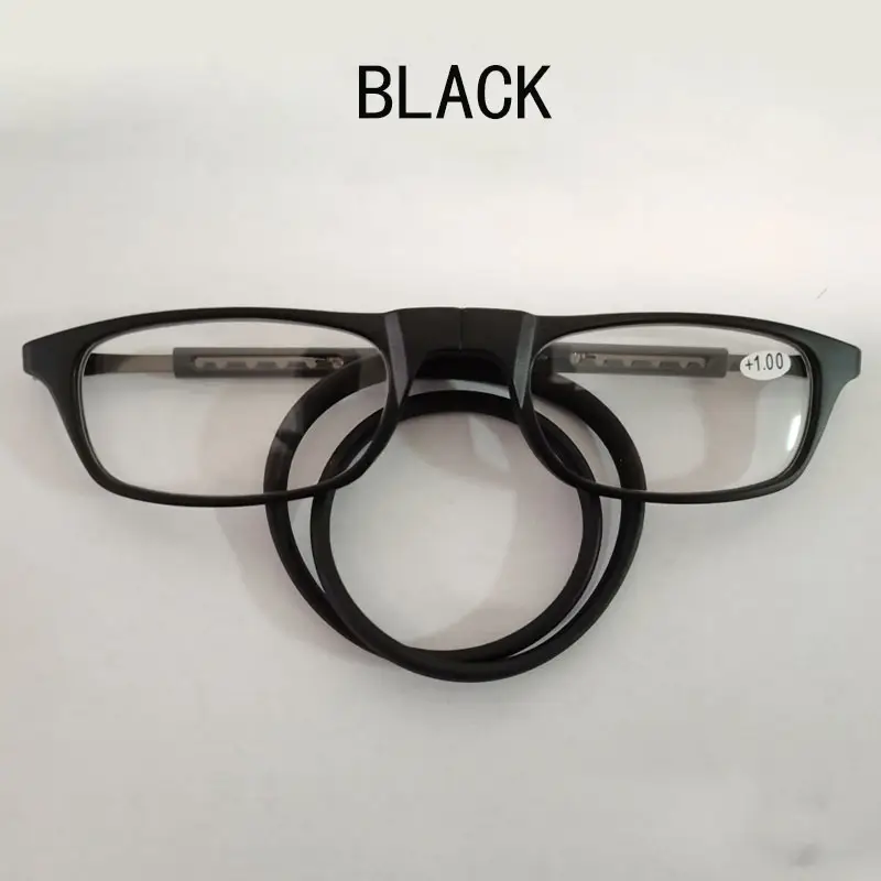 Magnetic Hanging Neck Reading Glasses Portable Unisex Tr90 Magnet Reading Glasses Long Leg Telescopic Pullover Frame