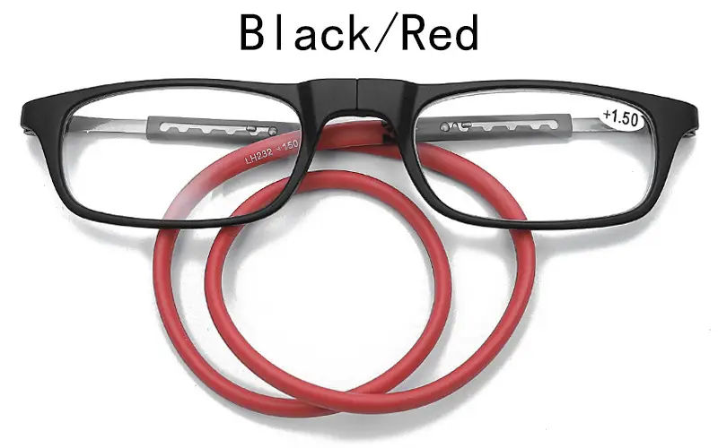 Magnetic Hanging Neck Reading Glasses Portable Unisex Tr90 Magnet Reading Glasses Long Leg Telescopic Pullover Frame