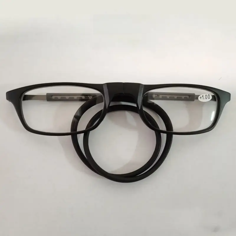 Magnetic Hanging Neck Reading Glasses Portable Unisex Tr90 Magnet Reading Glasses Long Leg Telescopic Pullover Frame