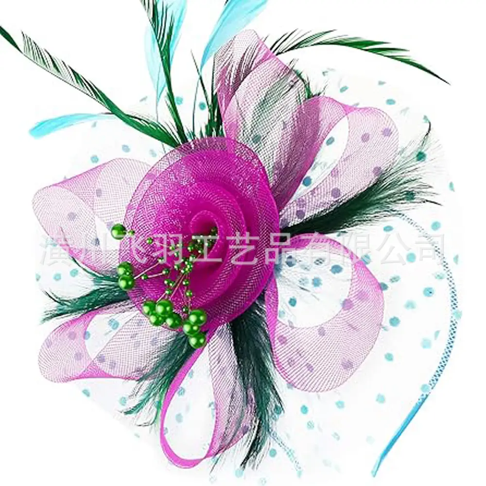 Blue Feathered Bridal Headdress for Women