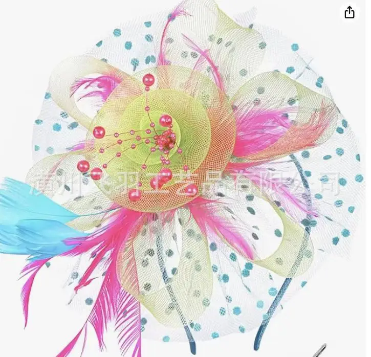Blue Feathered Bridal Headdress for Women
