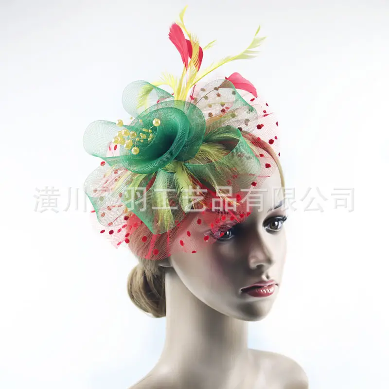 Blue Feathered Bridal Headdress for Women