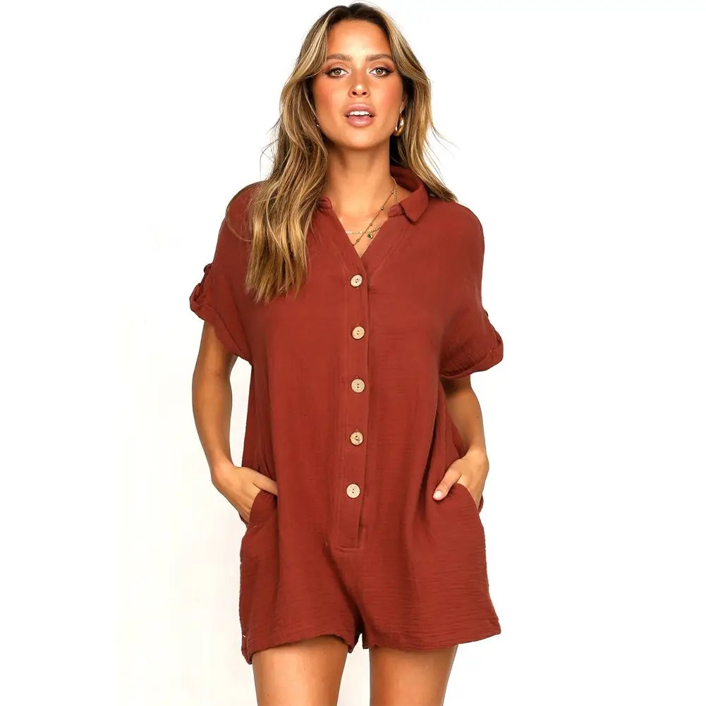 Black Button Short Sleeve Women's Cross-Border Shirt - Image 7