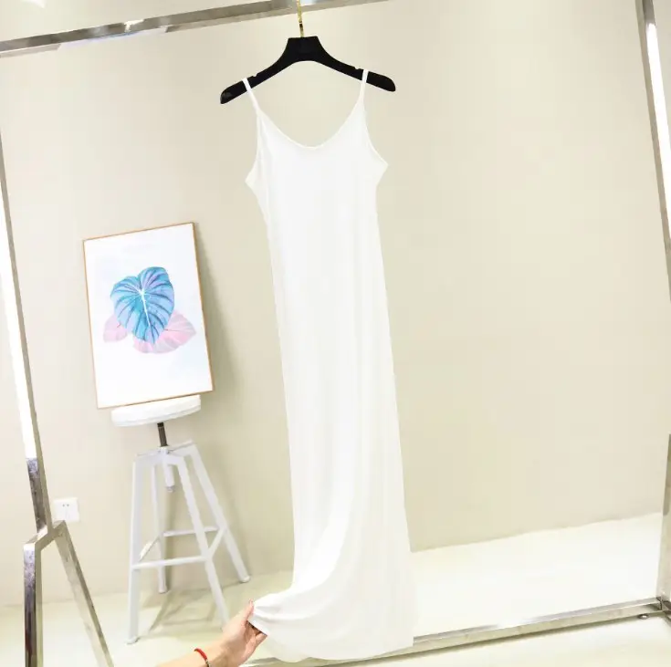 Summer White Modal Lining Skirt Dress with Strap